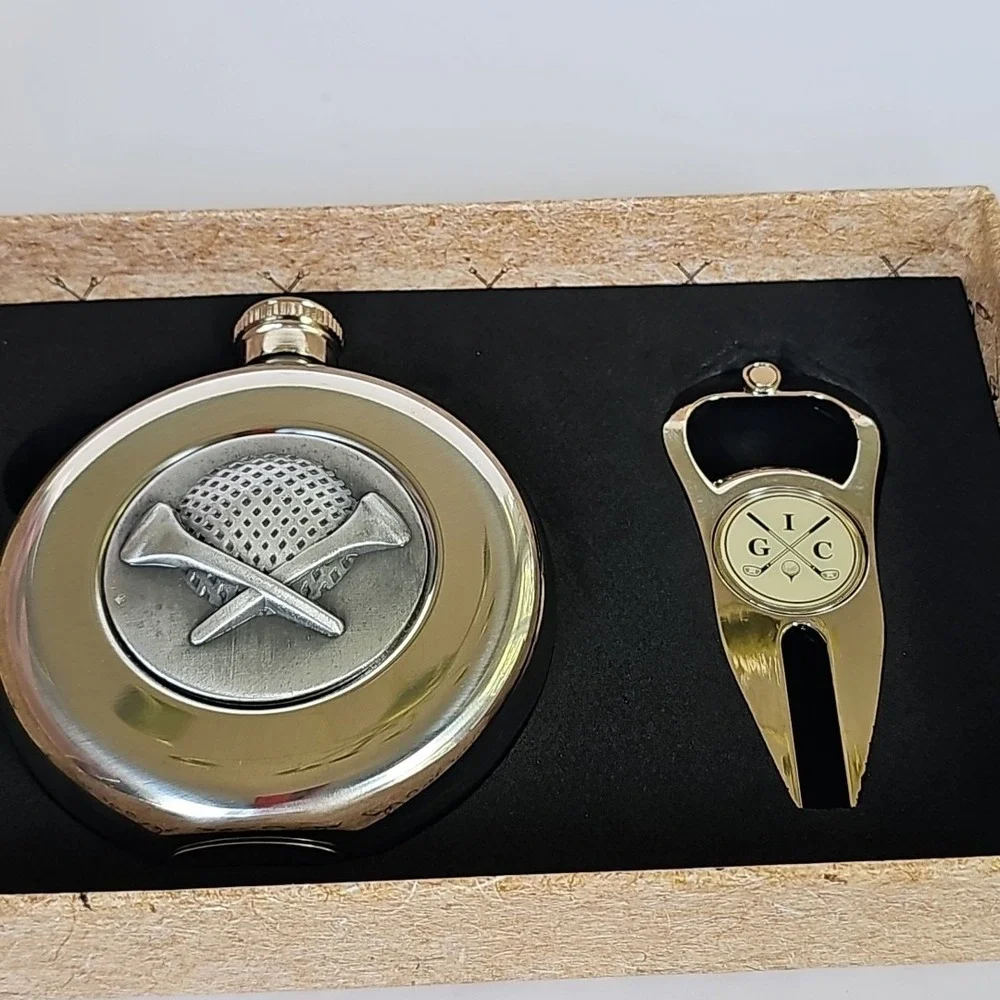 The Inspirational Gifts‎ Company Golf Hip Flask Pitch Repair Tool Set Gift Box